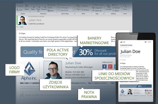 Zarządzaj podpisami email i notami prawnymi na Exchange 2016!