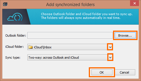 CodeTwo Sync for iCloud - dodawanie folderów do synchronizacji