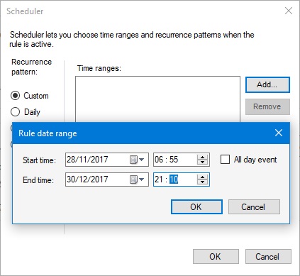 Wybieranie własnego czasu w funkcji Scheduler