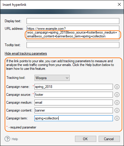 tracking parameters 