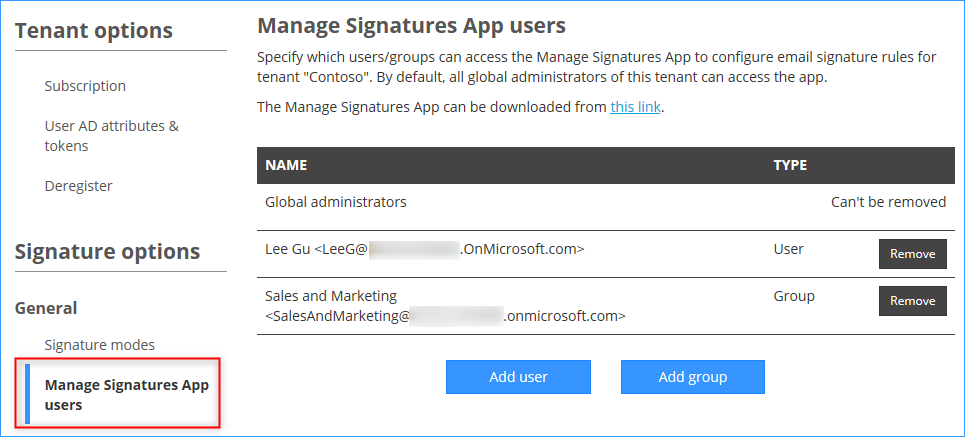 Zarządzanie prawami dostępu w CodeTwo Email Signatures for Office 365