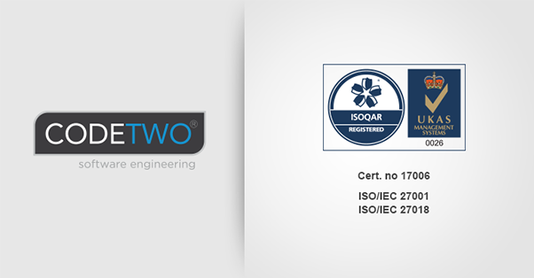 CodeTwo z certyfikatem ISO/IEC 27001 oraz ISO/IEC 27018
