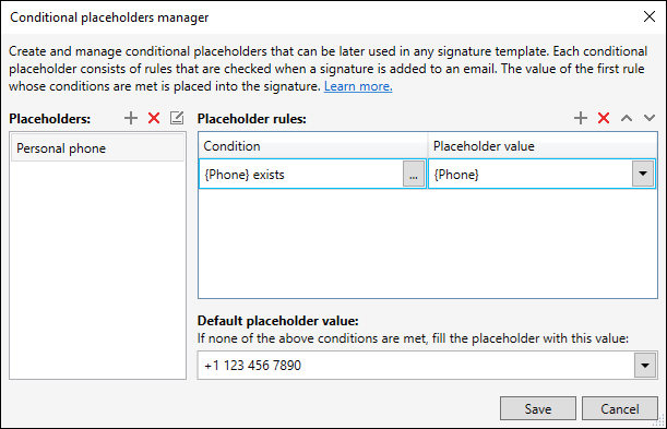 Conditional placeholders w CodeTwo Email Signatures for Office 365