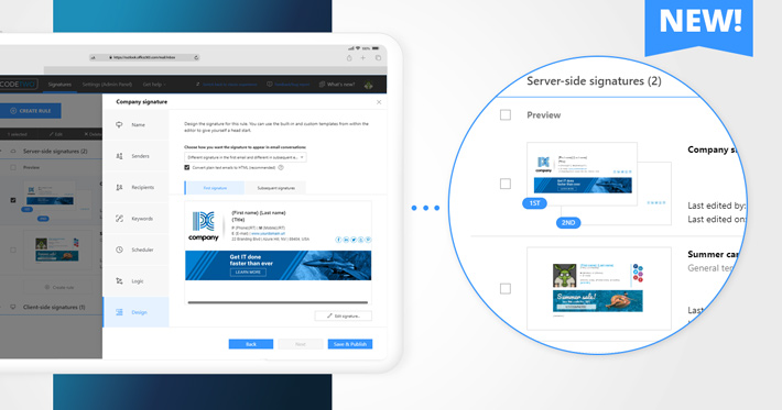 Zupełnie nowy interfejs do zarządzania podpisami email w CodeTwo Email Signatures for Office 365