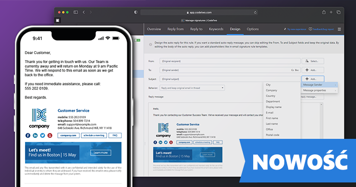 Autoresponder – nowa funkcja w CodeTwo Email Signatures for Office 365