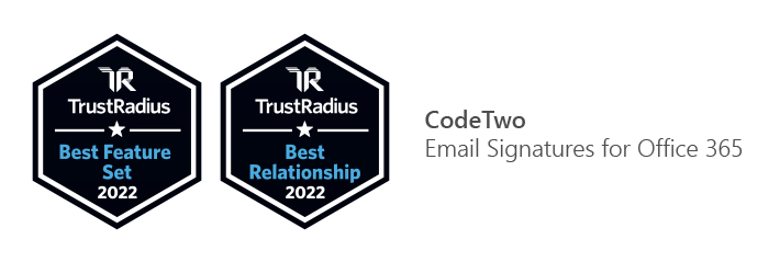 CodeTwo Email Signatures for Office 365 z nagrodami na trustradius.com w 2021 roku