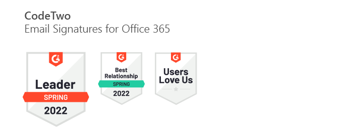 Nagrody G2 dla CodeTwo Email Signatures for Office 365