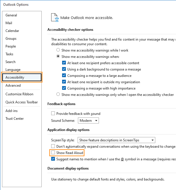 Show Read Aloud in Outlook Blog firmowy