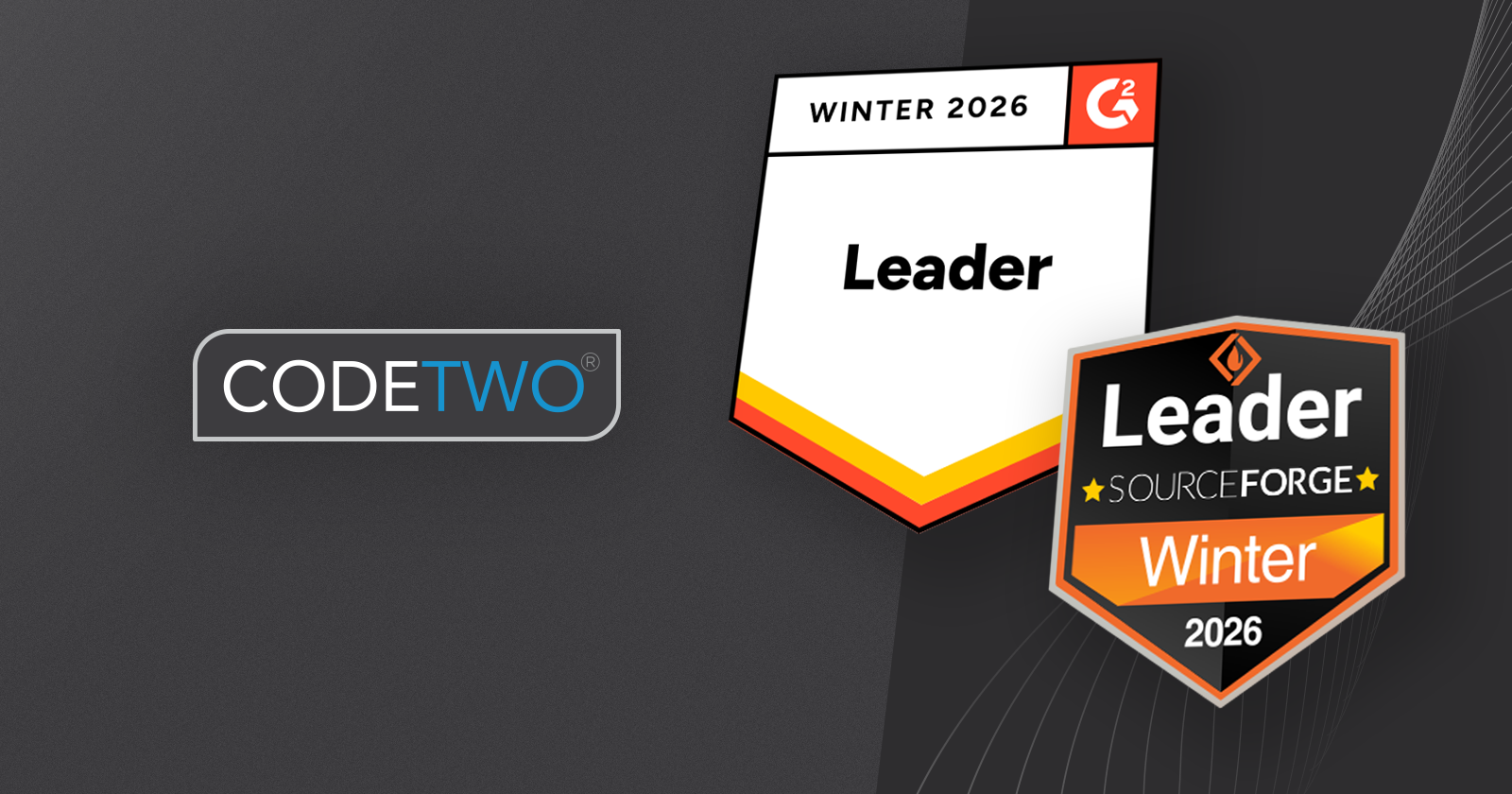 CodeTwo z nagrodami Winter 2026 Leader od G2 i SourceForge