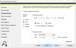 Poprzez harmonogram aktywności można zaplanować wykonywanie kopii zapasowych codziennie, co tydzień, co miesiąc lub o dowolnym czasie.