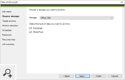 W ramach dodatkowego zabezpieczenia możesz automatycznie archiwizować magazyny kopii zapasowych. Program pozwala również na eksport skopiowanych skrzynek do plików PST na potrzeby ich długoterminowego przechowywania lub wykorzystania w innych programach.