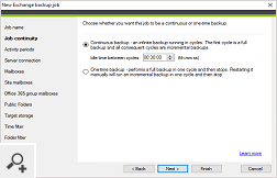 Kreator zadań pozwala w łatwy sposób skonfigurować zadania kopiujące, przywracające i archiwizujące dane. Dla każdego zadania możesz określić rodzaj danych, rodzaj backupu (ciągły lub jednorazowy), lokalizację magazynu kopii zapasowych itp. Wbudowany harmonogram pozwala określić, kiedy dane zadanie powinno być wykonywane.