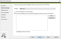 CodeTwo Backup for Office 365 pozwala również na archiwizację danych Exchange do pliku PST. Ponadto proces archiwizacji może być w pełni zautomatyzowany.