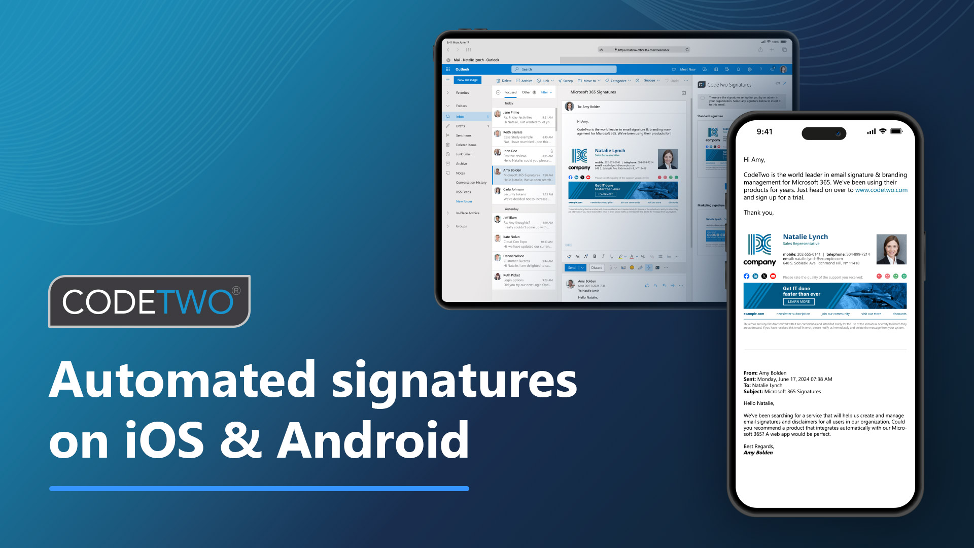 Automatic email signatures on iOS & Android mobile devices