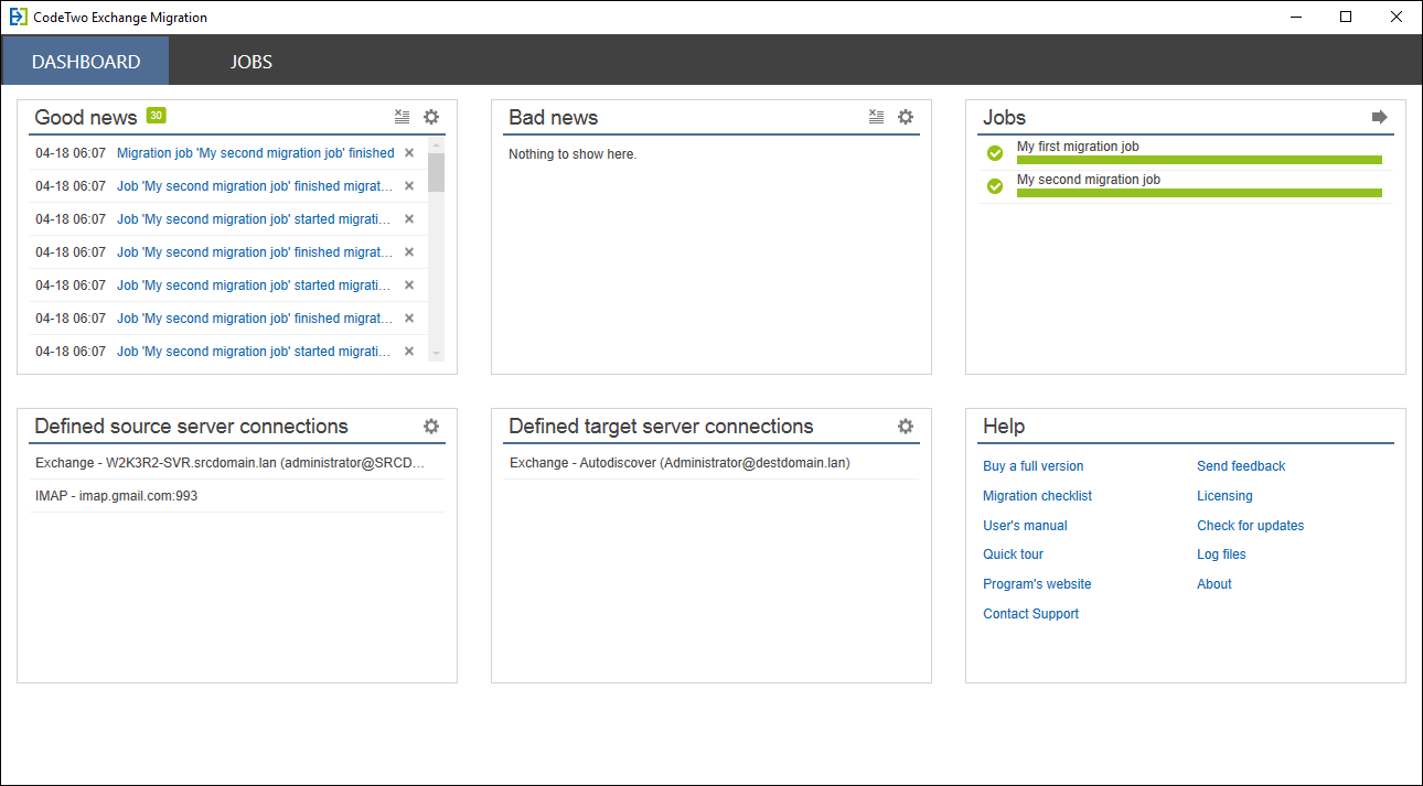Exchange Migration. Samsung data Migration 3.1. Migration job. CODETWO Exchange Rules Pro. Connection exchange