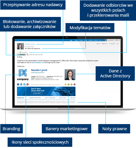Profesjonalny podpis email dodany przez CodeTwo Exchange Rules Pro