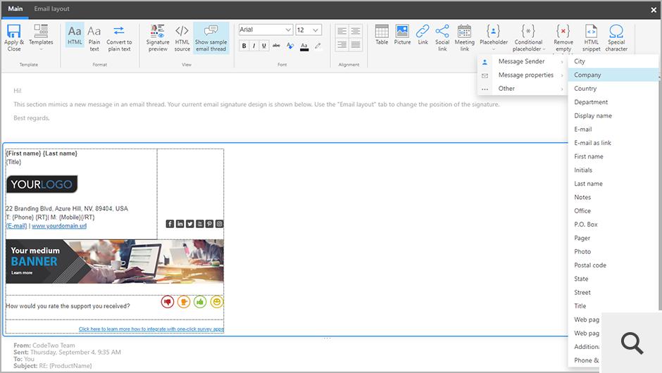 Program posiada łatwy w użyciu edytor wizualny umożliwiający wybranie gotowych szablonów lub projektowanie własnych podpisów email w formacie HTML, a następnie ich konwersję na zwykły tekst.