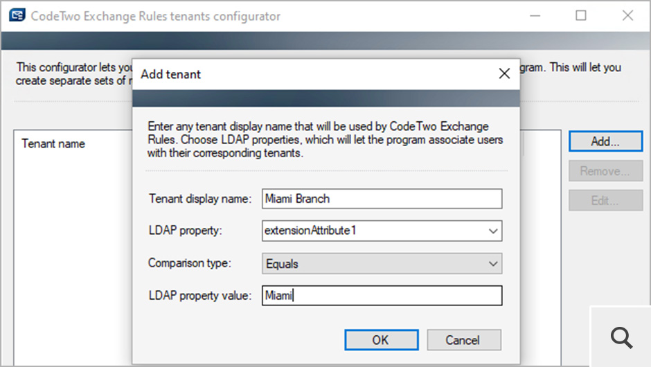 Jedną z najważniejszych funkcji wprowadzonych w wersji 2.0 jest wsparcie dla środowisk wieloserwerowych. Wbudowany konfigurator pozwala określić właściwości LDAP, które będą używane przez program do dystrybucji reguł do odpowiednich tenantów.