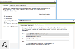 Program może generować powiadomienia dotyczące określonych zdarzeń lub wysyłać je na wskazany w ustawieniach adres email, żeby żadna istotna informacja nie pozostała niezauważona.