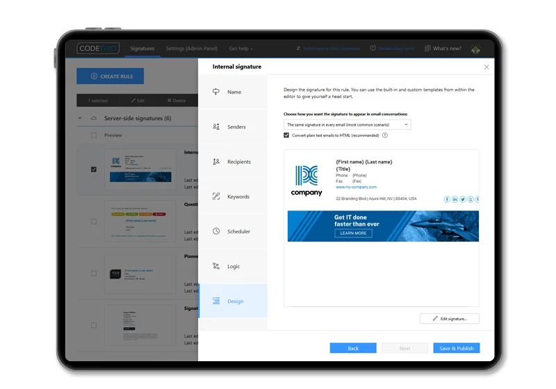 Centralnie zarządzane podpisy email
