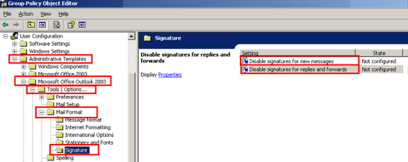 Wyłączanie stopek dla Outlooka 2003 z poziomu serwera exchange.