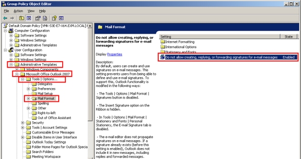 Wyłączanie stopek dla Outlooka 2007 z poziomu serwera exchange.