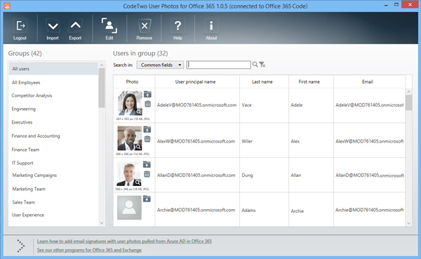 User Photos for Office 365 - Administration panel